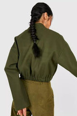 WOOL LOOK BOMBER JACKET OLIVE