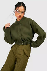 WOOL LOOK BOMBER JACKET OLIVE
