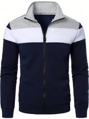 MEN COLOR BLOCK ZIP UP SWEATSHIRT