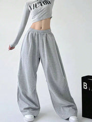 SOLID COLOR CASUAL BAGGY PANTS
