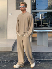 2PCS/SET MEN T-SHIRT & STRAIGHT LEG PANTS SUIT