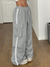 BASIC FLAP POCKET SIDE DRAWSTRING WAIST CARGO PANTS