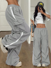 BASIC FLAP POCKET SIDE DRAWSTRING WAIST CARGO PANTS