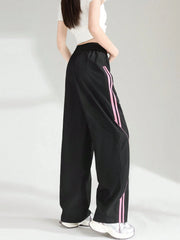 STRIPED STRAIGHT LEG LOOSE CARGO PANTS