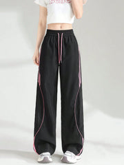 STRIPED STRAIGHT LEG LOOSE CARGO PANTS