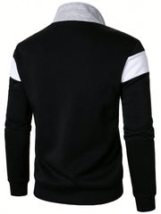 MEN COLOR BLOCK ZIP UP SWEATSHIRT