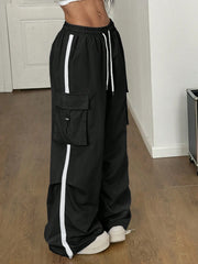 BASIC FLAP POCKET SIDE DRAWSTRING WAIST CARGO PANTS