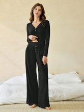 V-NECK LONG SLEEVE TOP AND PANTS LOUNGE SET