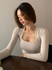 LONG SLEEVE RIBBED TOP