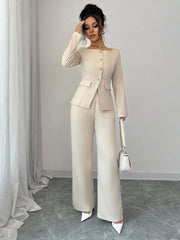 WOMEN'S SOLID COLOR JACKET AND PANTS