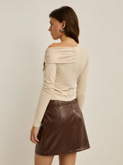 TWISTED OFF-SHOULDER LONG-SLEEVE TOP