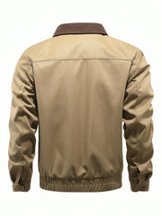 MEN'S CONTRAST COLOR PATCHWORK COLLAR LONG SLEEVE JACKET