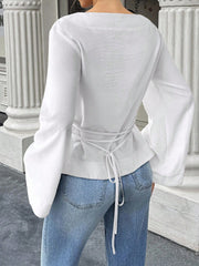 WOMEN'S FITTED WAIST, FLARED SLEEVES TOP