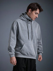 MEN'S CASUAL SOLID COLOR HALF-ZIP HOODED SWEATSHIRT