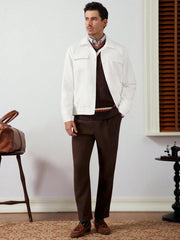 MEN'S SOLID COLOR LONG SLEEVE CASUAL JACKET