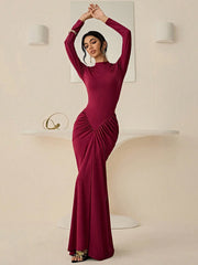 RUCHED FITTED LONG SLEEVE DRESS