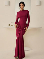 RUCHED FITTED LONG SLEEVE DRESS