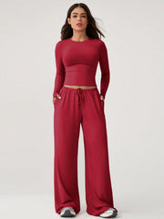 ROUND NECK LONG SLEEVE TOP & RELAXED FIT PANTS
