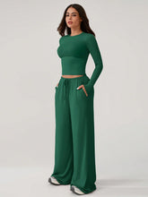 ROUND NECK LONG SLEEVE TOP & RELAXED FIT PANTS