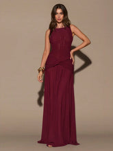 ROUND NECK SLEEVELESS TWIST WAIST MAXI DRESS
