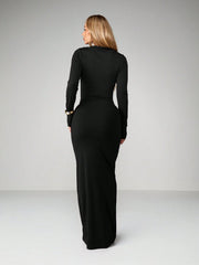 LONG SLEEVE TIE WAIST MAXI DRESS