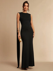 ASYMMETRICAL FITTED MINI DRESS, WITH ITS FLARED SLEEVES AND FRONT TIE