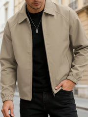 MEN'S THIN SOLID COLOR LEATHER JACKET