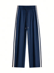 CASUAL ELASTIC DRAWSTRING STRAIGHT LEG PANTS