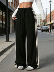 CASUAL ELASTIC DRAWSTRING STRAIGHT LEG PANTS