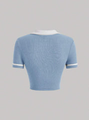 CONTRAST COLLAR CONTRAST BINDING CROP TEE
