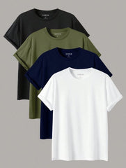 BASICS MEN 4PCS ROUND NECK TEE