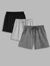 MEN 3PCS SOLID HIDDEN POCKET DRAWSTRING SHORTS