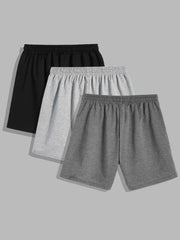 MEN 3PCS SOLID HIDDEN POCKET DRAWSTRING SHORTS