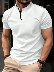 MEN'S SHORT SLEEVE POLO SHIRT WITH STAND COLLAR