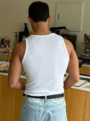 MEN SOLID RIBBED TANK TOP