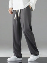CHARCOAL MEN DRAWSTRING WAIST STRAIGHT LEG PANTS