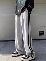 GREY MEN'S COLOR BLOCK STRAIGHT STRIPED PANTS