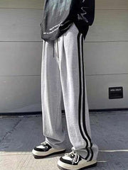 GREY MEN'S COLOR BLOCK STRAIGHT STRIPED PANTS