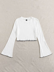 RIBBED WAVY HEM TSHIRT