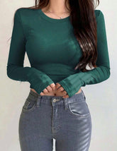 SLIM FIT CROP TOP LONG SLEEVES T SHIRT