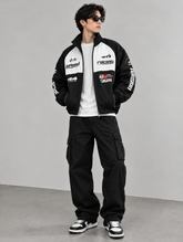 COLORBLOCK PRINTED OUTDOOR BIKER JACKET