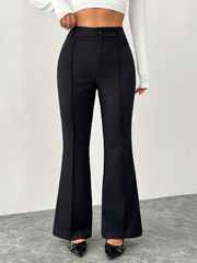 HIGH WAIST SEAM DETAIL FLARE LEG BELL BOTTOMS PANTS
