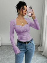 V-NECK TIGHT FIT LONG SLEEVE BLOUSE