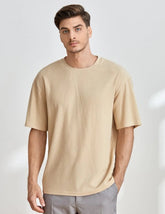 MEN LOOSE SOLID ROUND NECK TEE