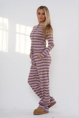 LUNA RIBBED BUTTON-DOWN LOUNGE SET