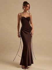 ELEGANT SOLID COLOR SLEEVELESS SLIM FIT DRESS