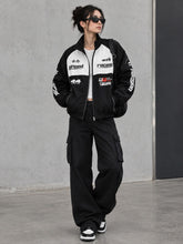 COLORBLOCK PRINTED OUTDOOR BIKER JACKET