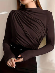 MOCK NECK RUCHED TEE