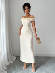 MAXI WITH DROPPED SHOULDERS AND RUFFLES