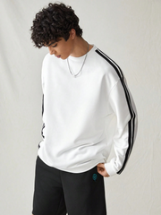 MEN COLORBLOCK STRIPED PATCHED CASUAL LONG SLEEVE SWEATSHIRT
